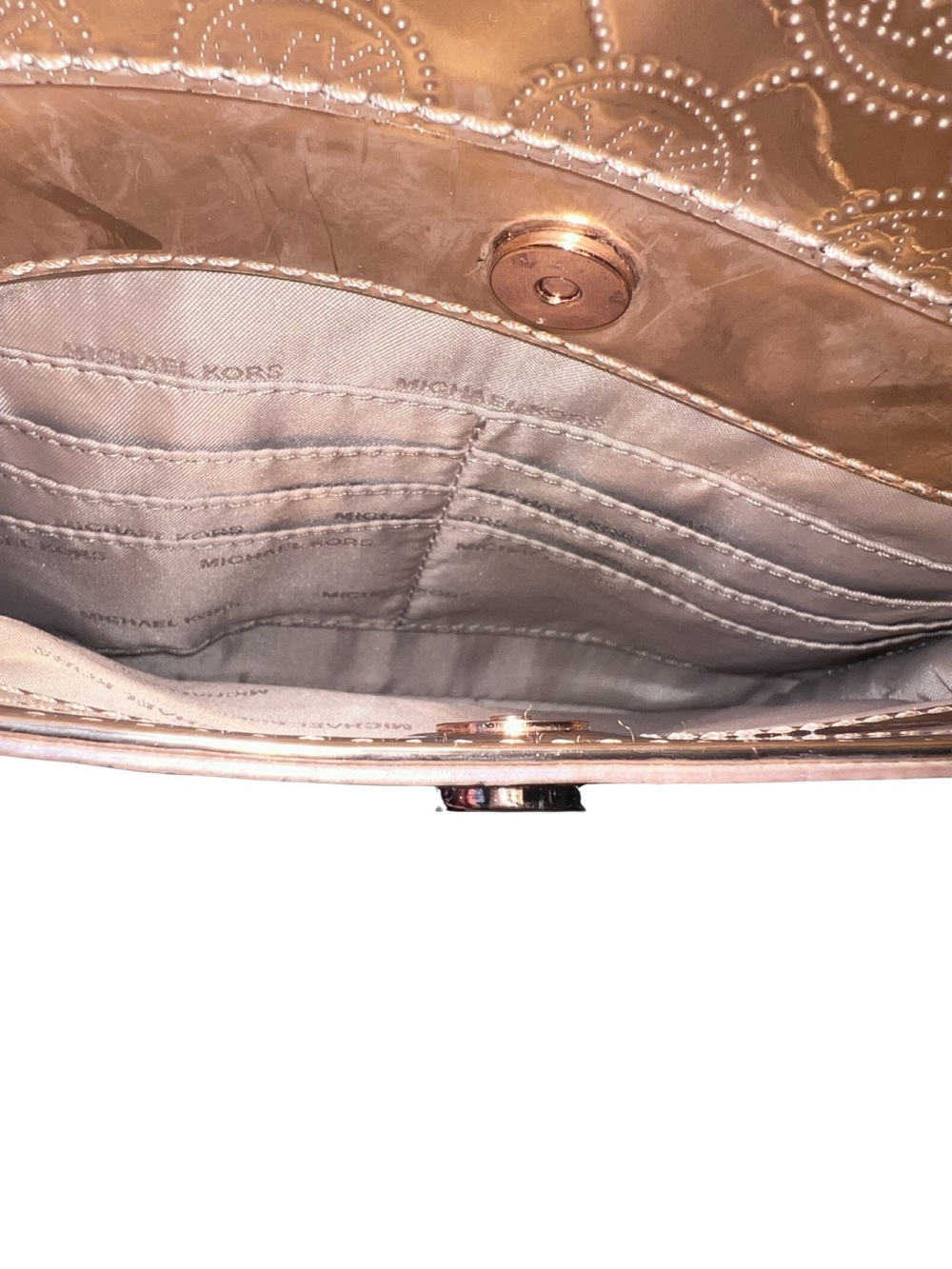 Michael Kors Rose Gold Embossed Logo Jet Set Tote - Picture 11 of 13